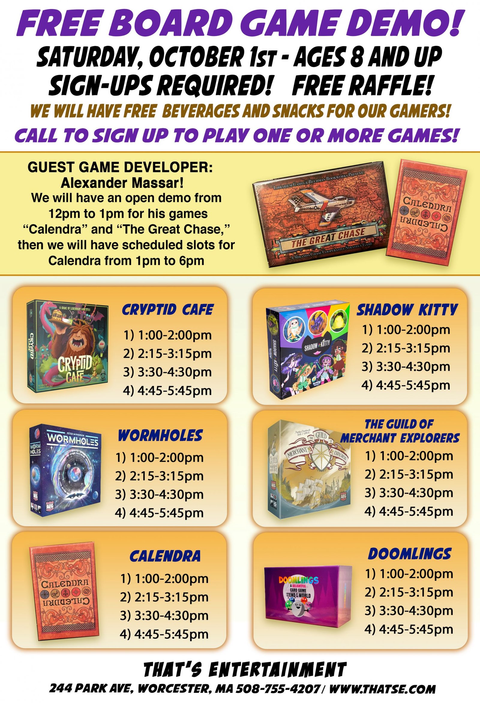 Free Board Game Demonstration, Saturday, October 1st
