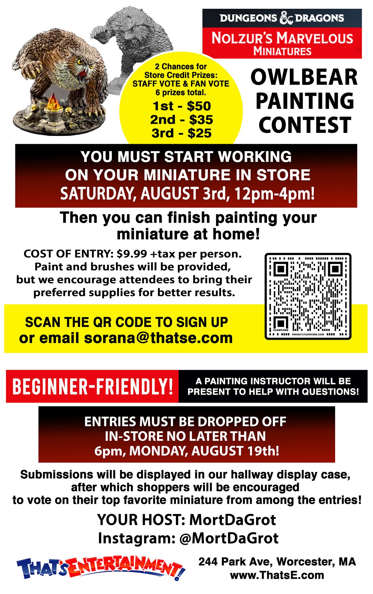 Owlbear Miniature Painting Contest (Worcester Store)