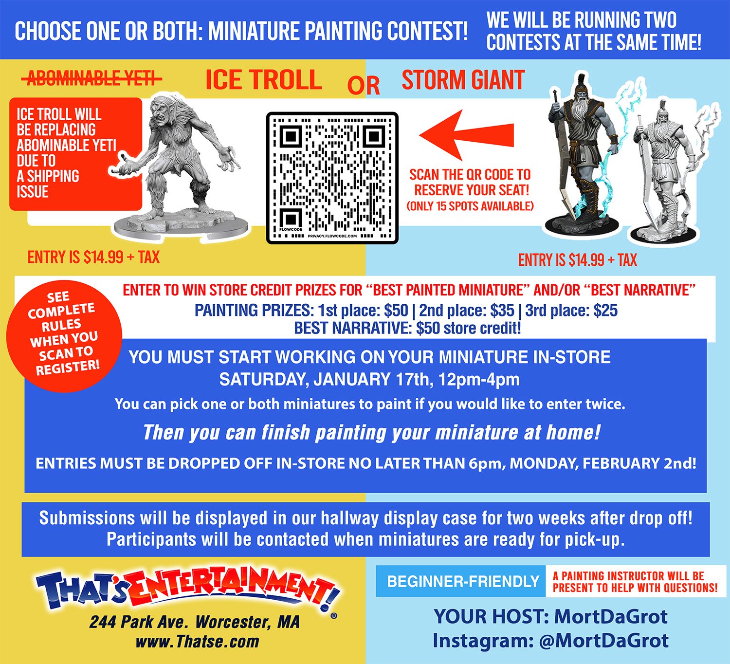 Miniature Painting Contest - Storm Giant and Abominable Yeti - Worcester Store