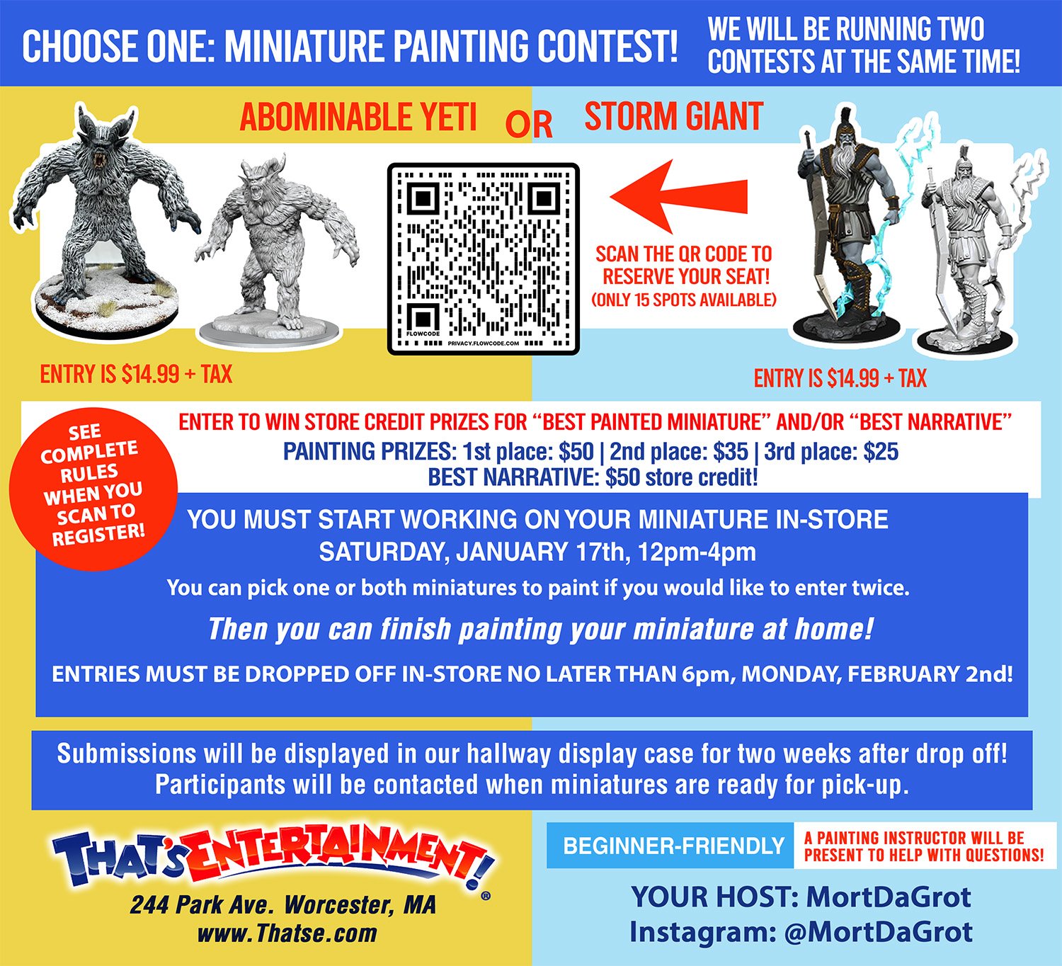 Miniature Painting Contest - Storm Giant and Abominable Yeti - Worcester Store