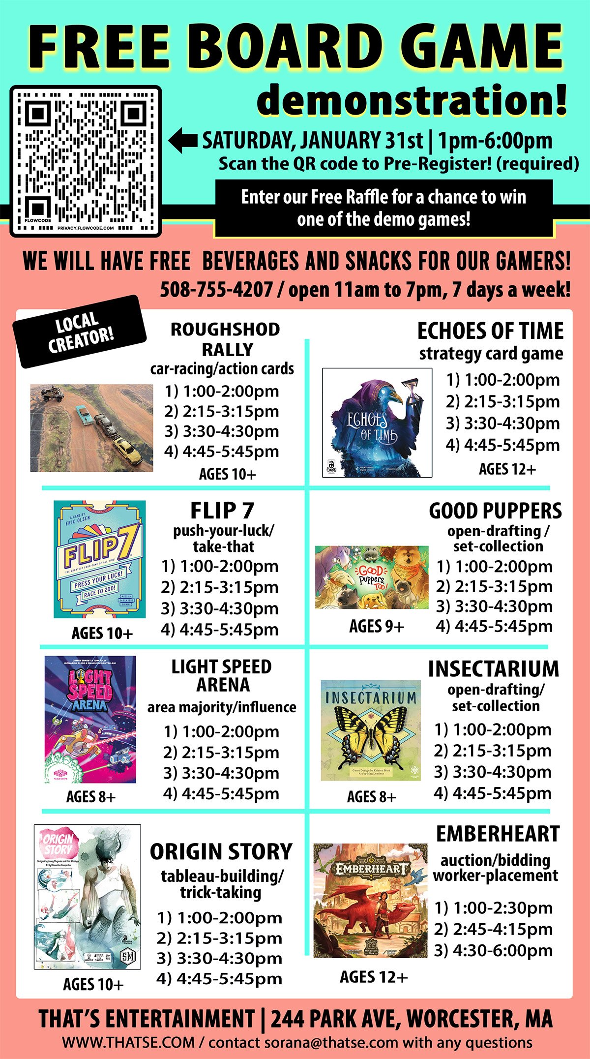 Free Board Game Demonstration - January 31st - (Worcester Store)