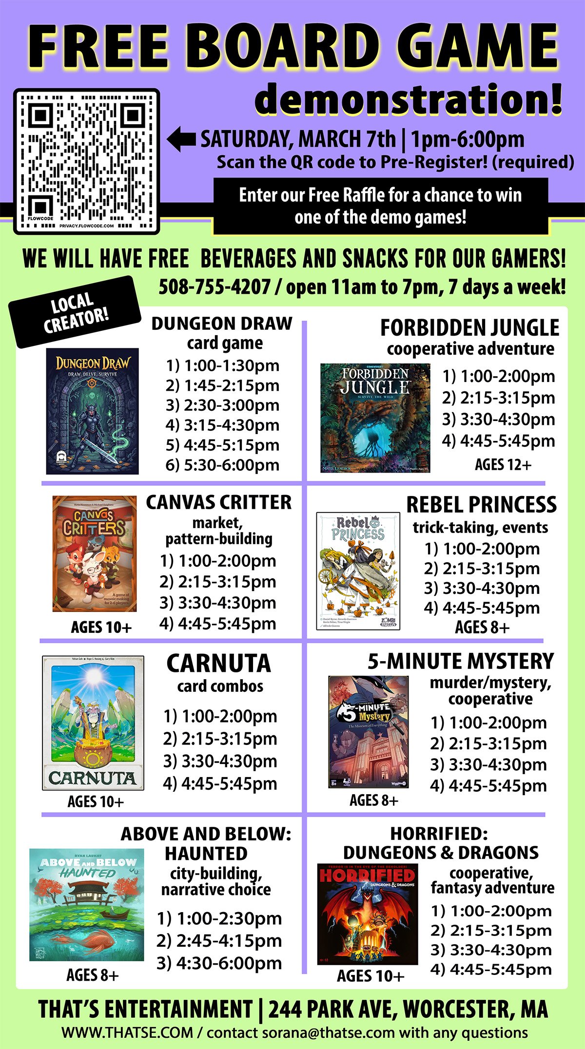 FREE BOARD GAME DEMO - Saturday, March 7th - (Worcester Store)