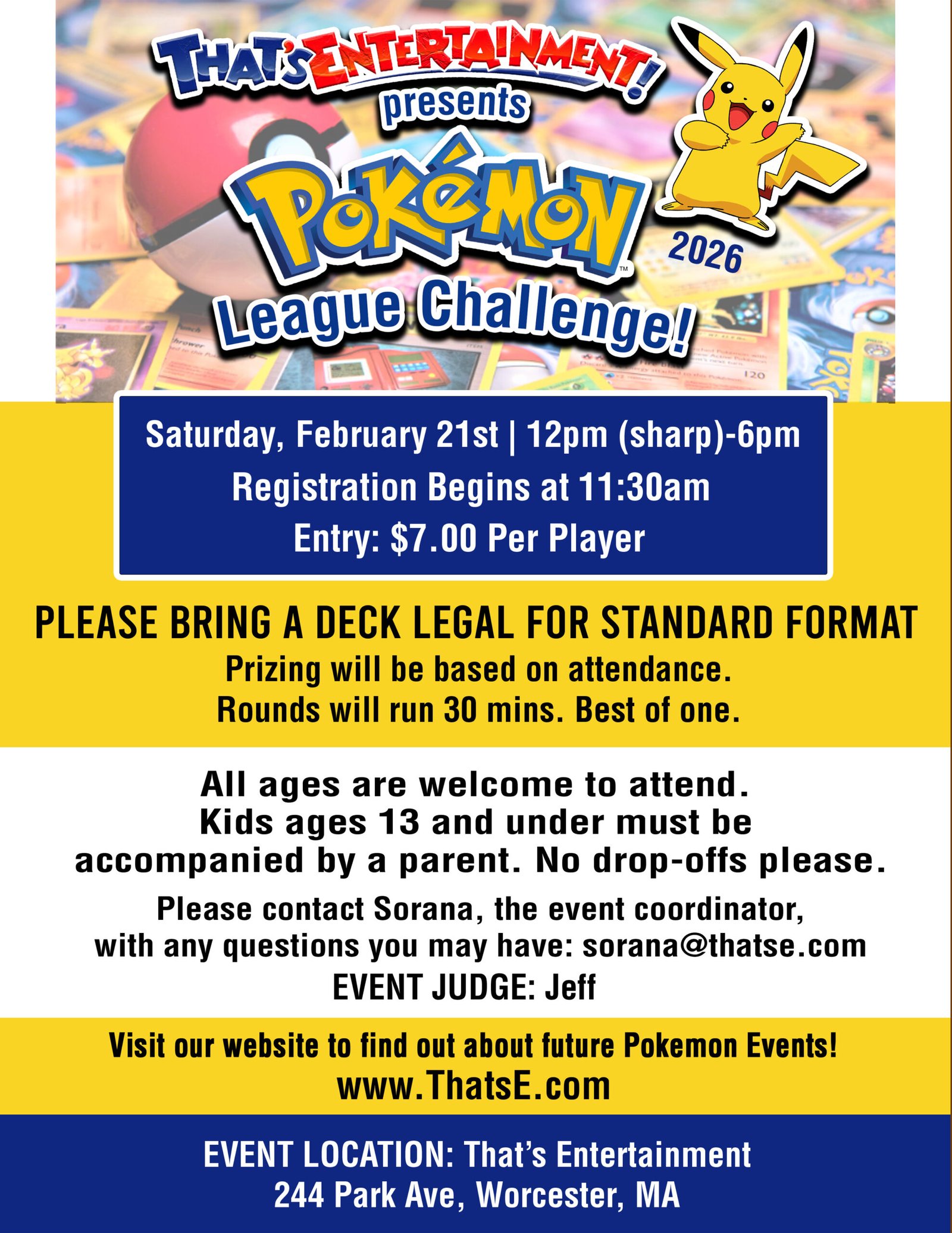 Pokemon League Challenge – Feb. 21st (Worcester Store)