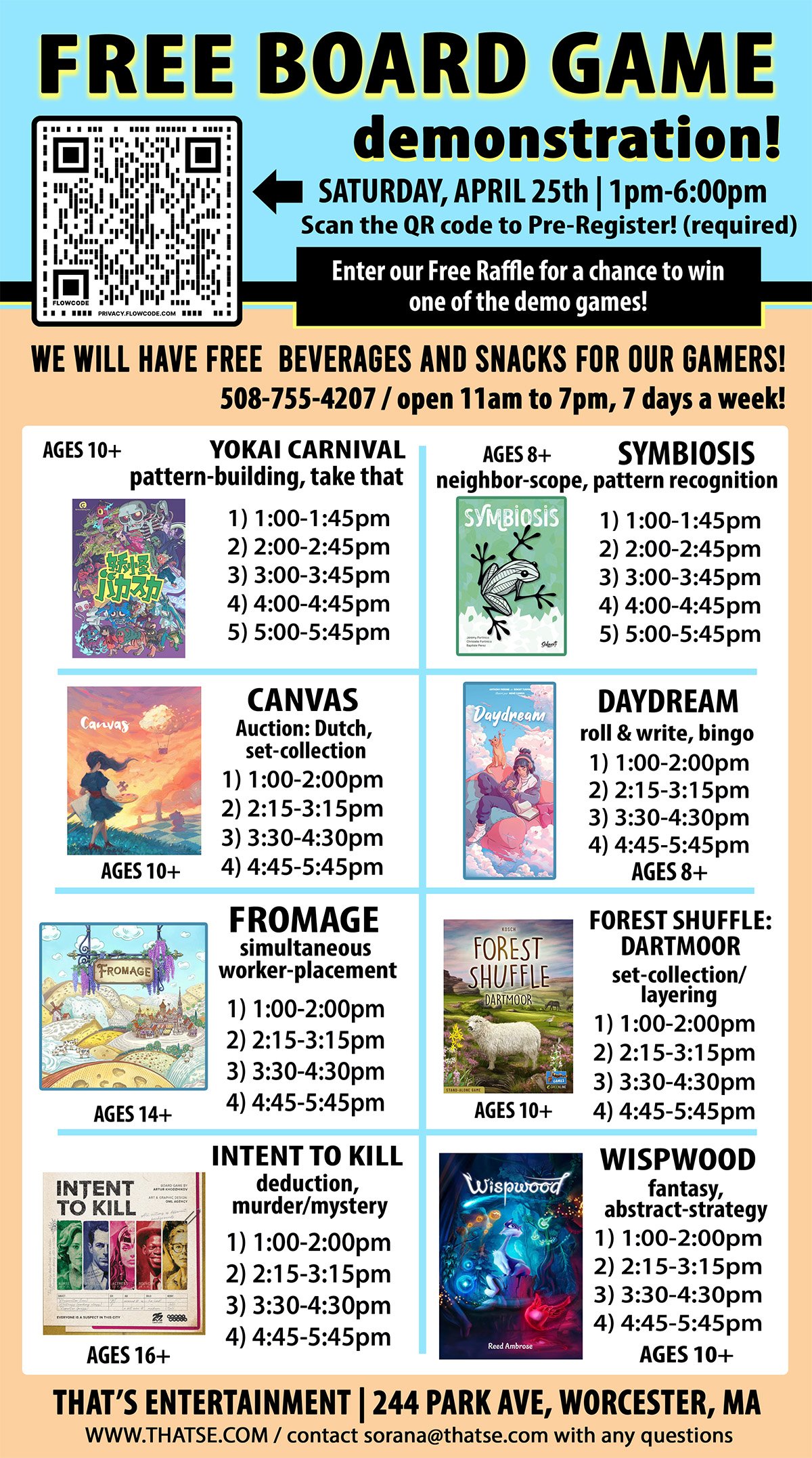 Free Board Game Demo-Saturday, April 25th - (Worcester Store)