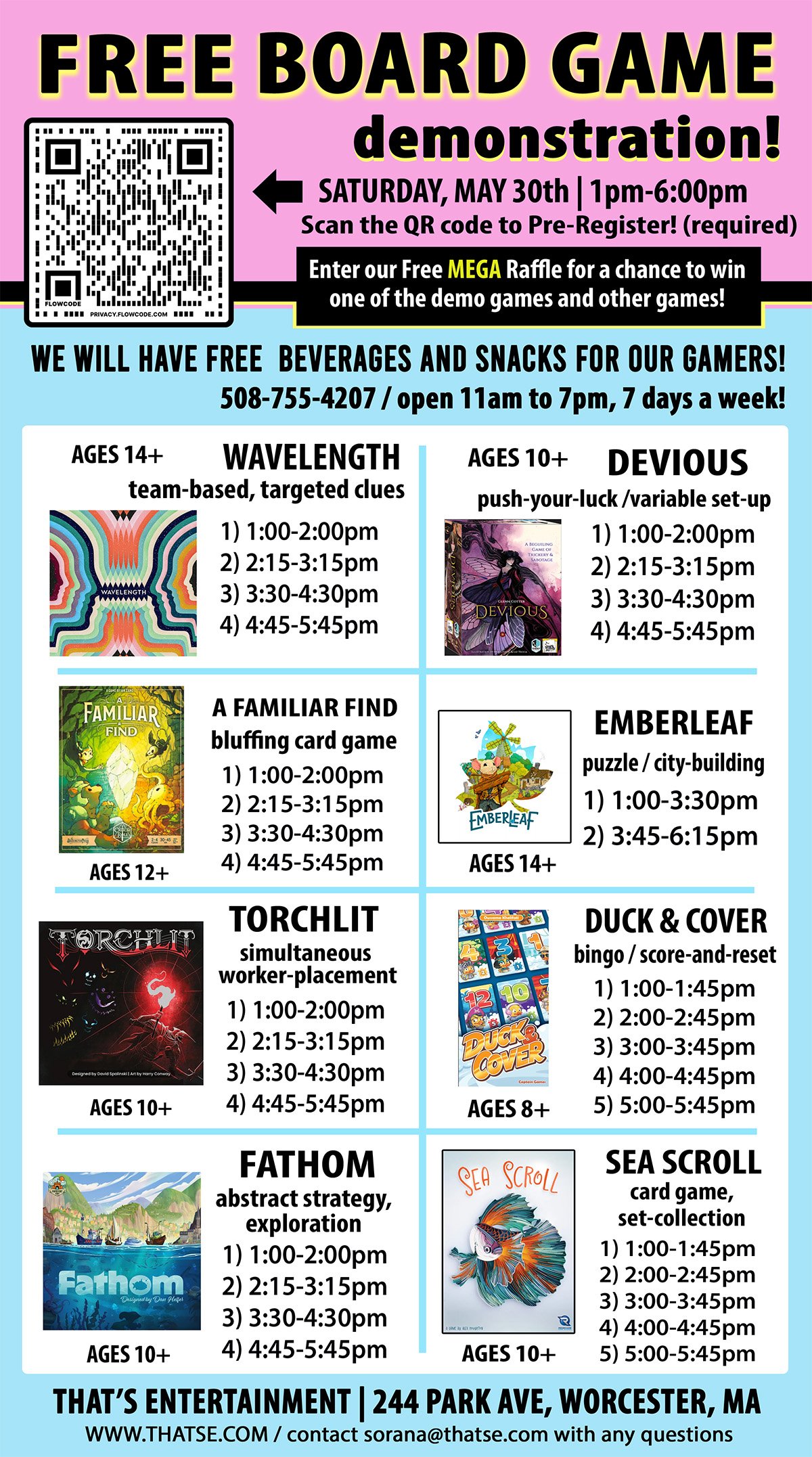 Free Board Game Demonstration - Saturday, May 30th - (Worcester Store)