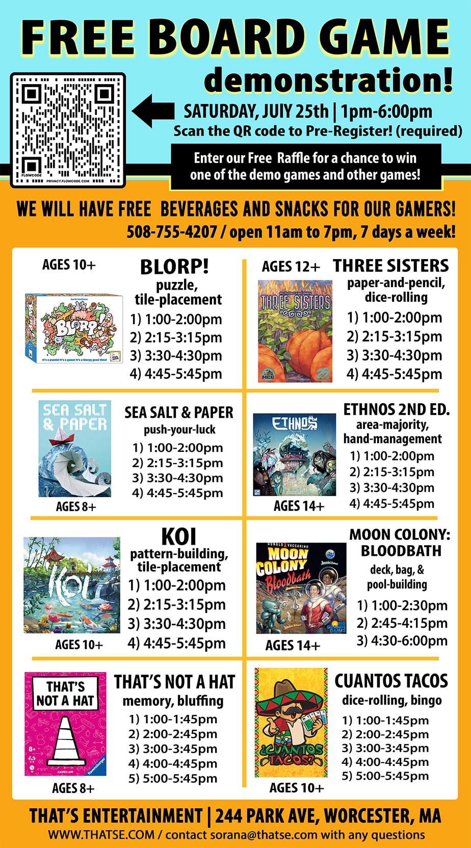 Free Board Game Demonstration - Saturday, July 25th (Worcester Store)