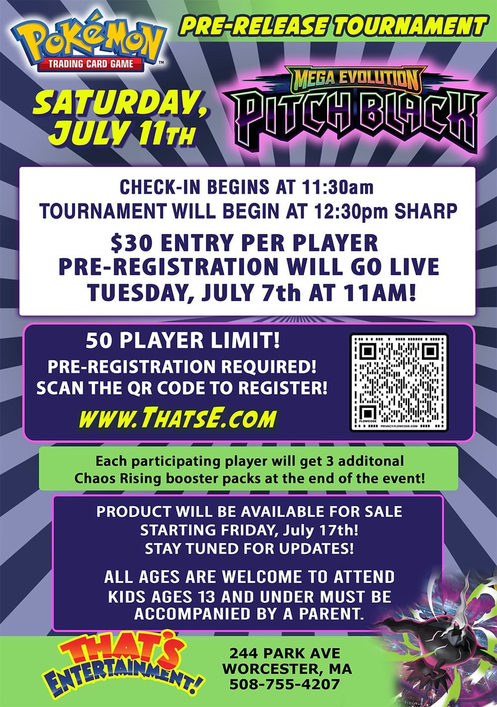 Pokemon Pitch Black Pre-Release - Saturday, July 11th - (Worcester Store)