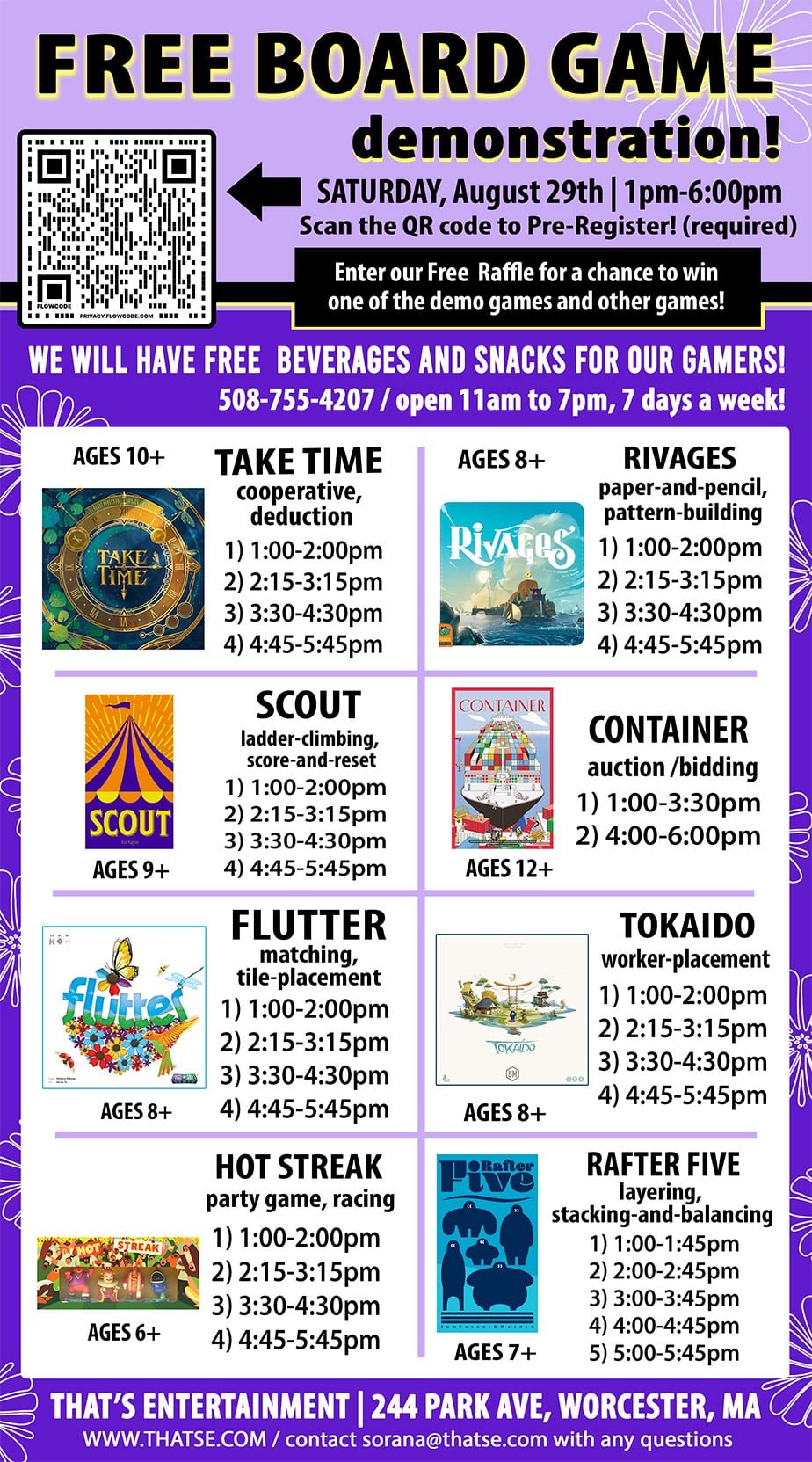 Free Board Game Demonstration - Saturday, August 29th - Worcester Store