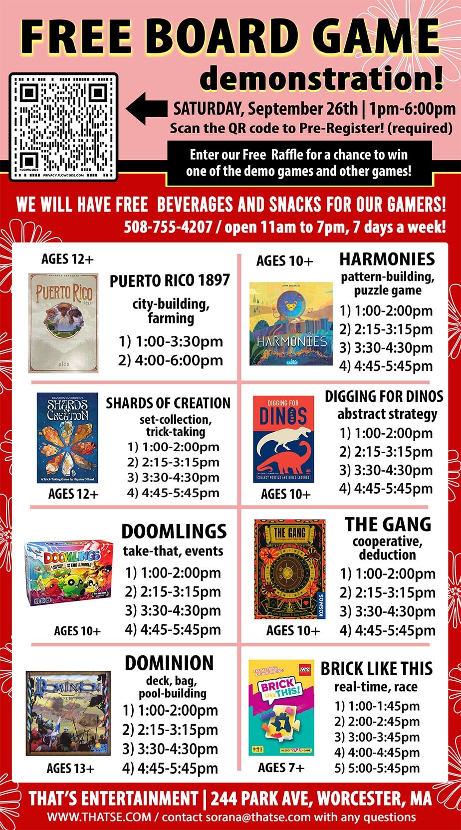 Free Board Game Demo - Saturday, September 26th - Worcester Store