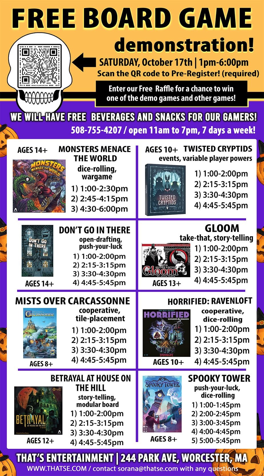 Free Board Game Demo - Saturday, October 17th - (Worcester Store)